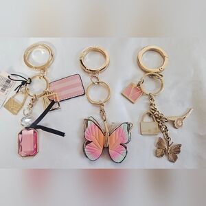 Victoria's Secret Gold and Multicolor Butterfly Keychain Set Of 3